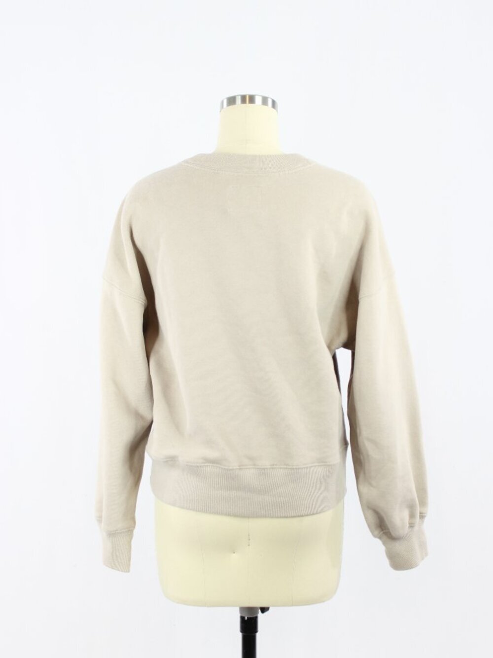ABERCROMBIE & FITCH Taupe Cotton Fleece Embroidered Crew Sweatshirt, Size XS - Picture 5 of 14